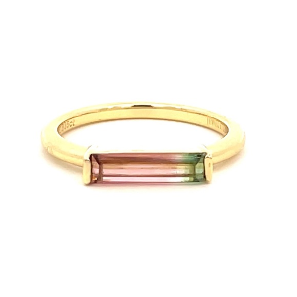 🍉 Natural Bi-Color Watermelon Tourmaline Bar Ring - Picture 3 of 6